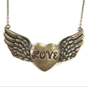 NEW Boho Heart Love Angel Wings Necklace